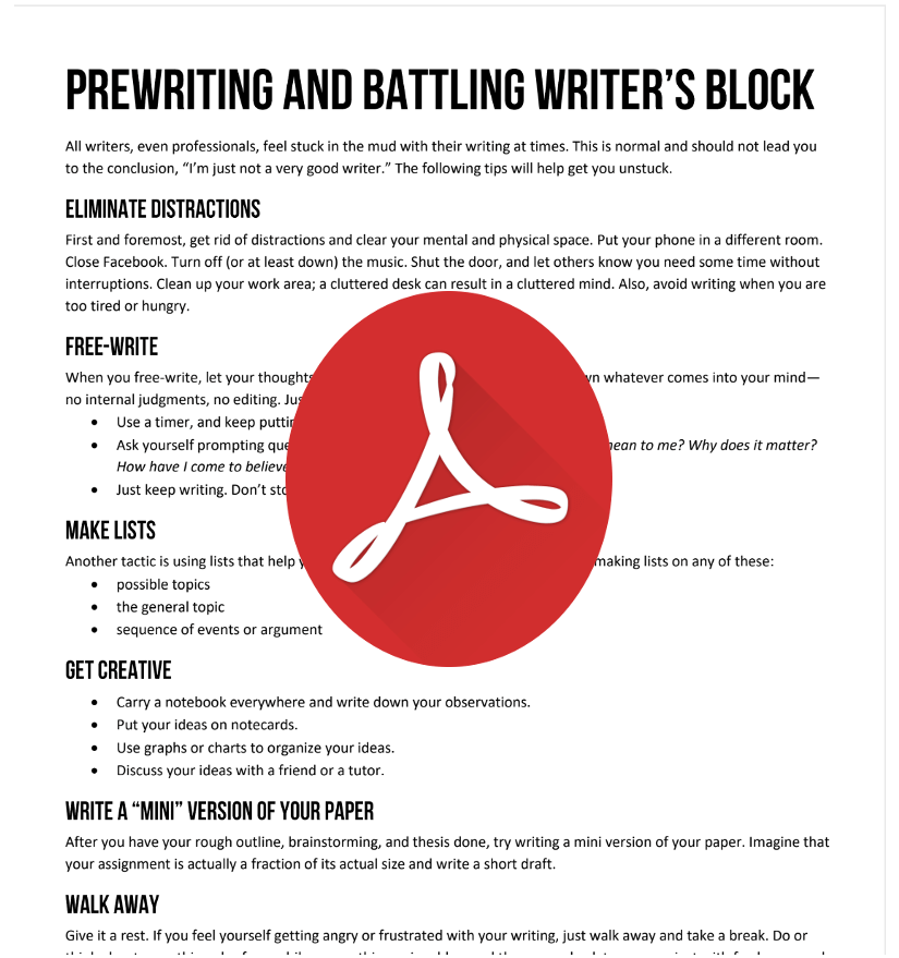 Prewriting and Battling Writers Block