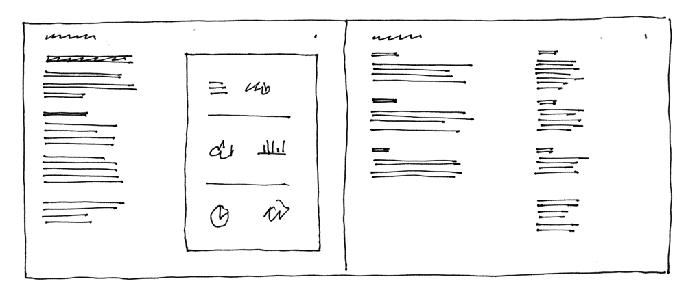 Two pages in landscape format. Both pages have headings and page numbers. The first page has a block of text on the left third of the page and six technical information images on the right two-thirds of the page. The images are organized in two columns and three rows and are all surrounded by a border. The second page contains six small paragraphs each headed with a title. Under the six paragraphs and to the right of the page, there is a small caption paragraph.