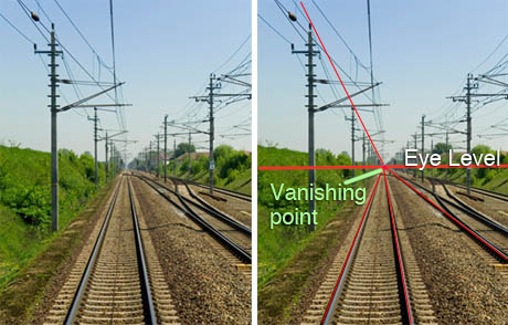 Converging railroad tracks