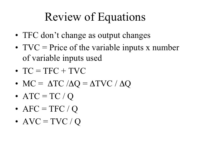 Review of Equations