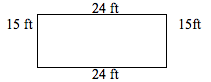 The image shows a rectangle with a width of 24 ft and a height of 15 ft